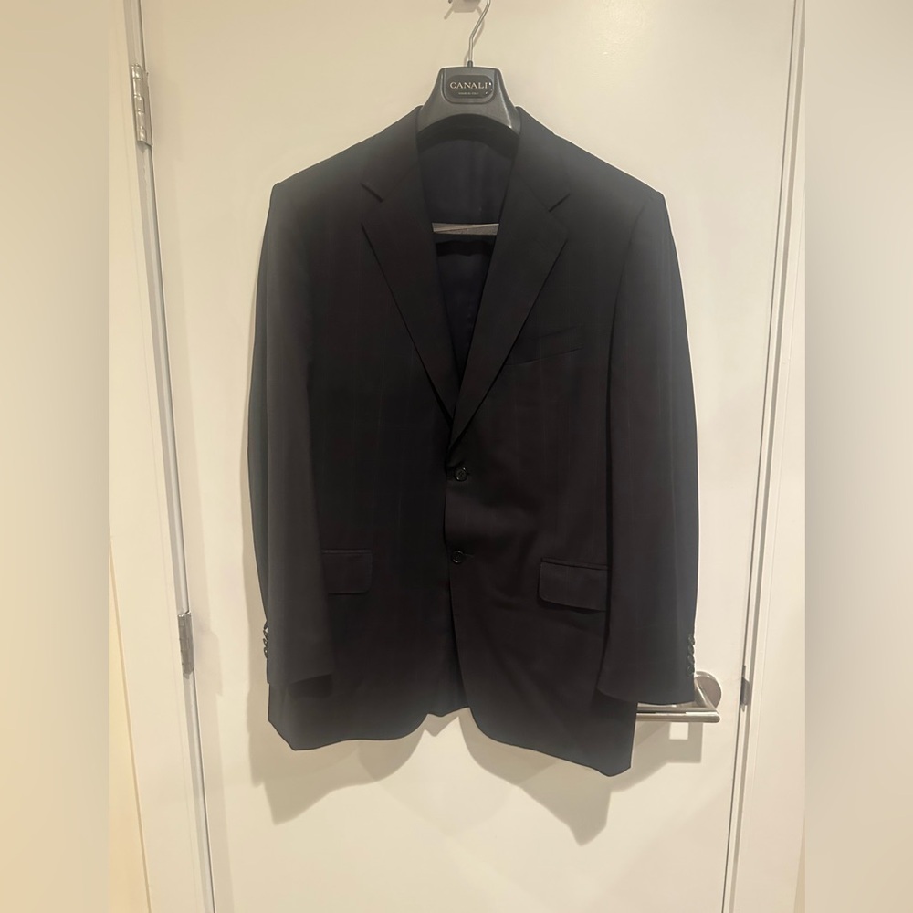 Canali Men's Black and White Blazer Size 52